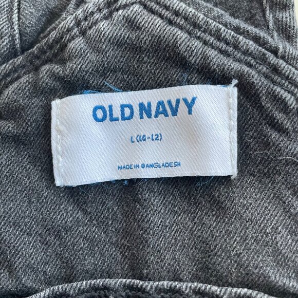 Old Navy Kids Black Wash Denim Cut Off Overalls Girls Size 10/12 100% Cotton - Picture 3 of 6
